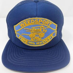 Vintage Weedsport NY Snapback Trucker Mesh Hat Fire Dept. 1831 Patch 80s 90s